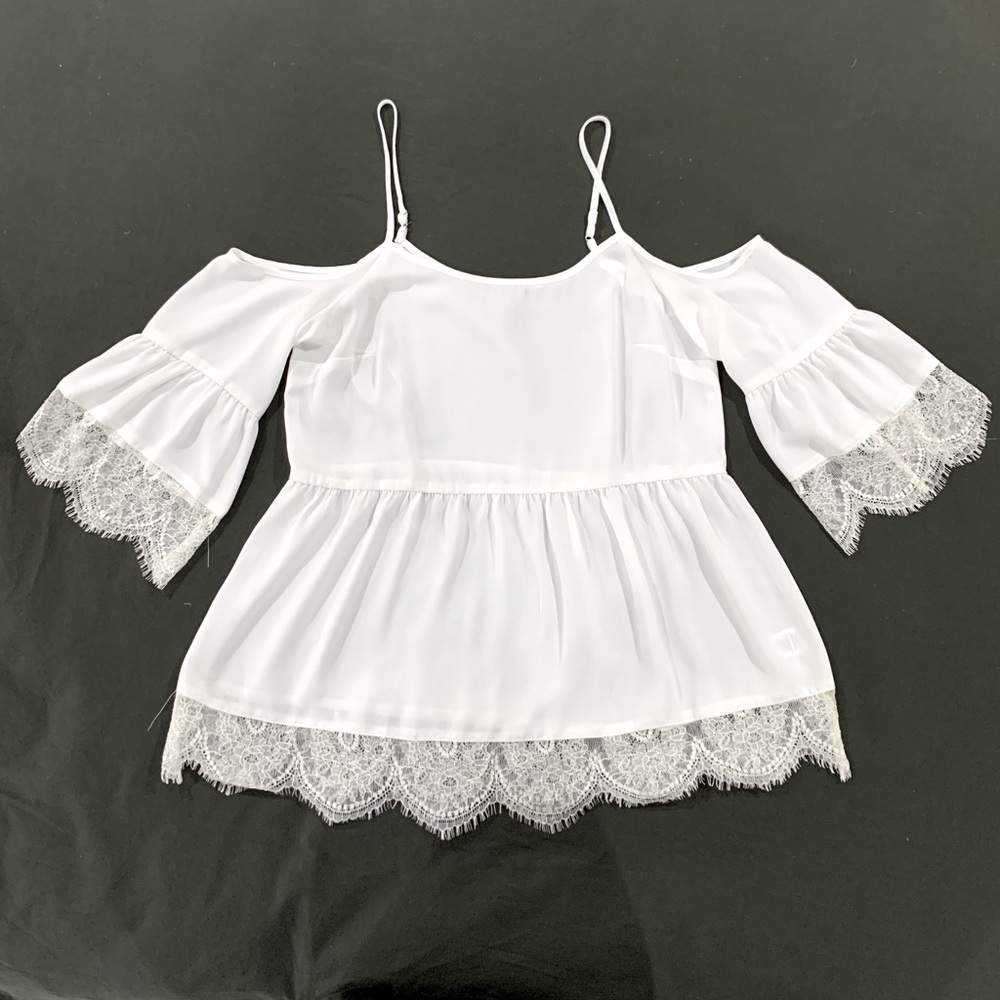 NWOT 1. STATE White OTS Lace Top